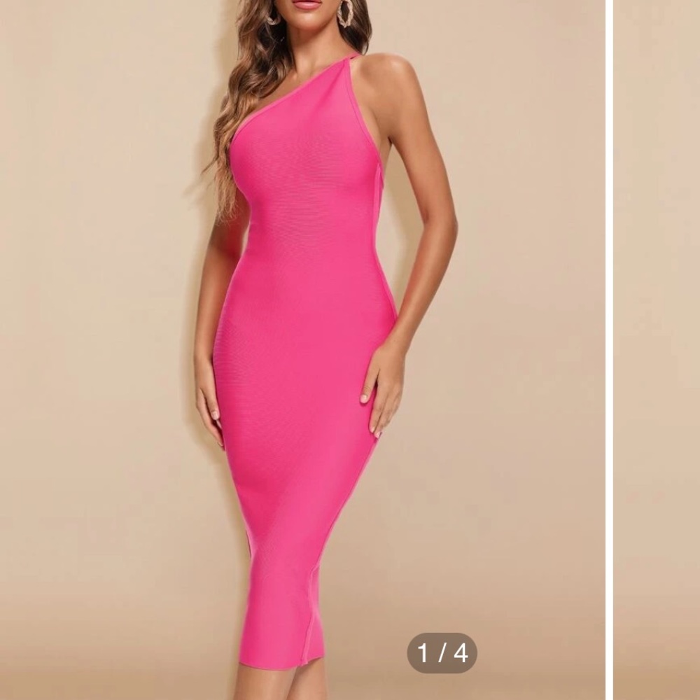 Shein Solid Backless One Shoulder Bodycon Dress - image 1